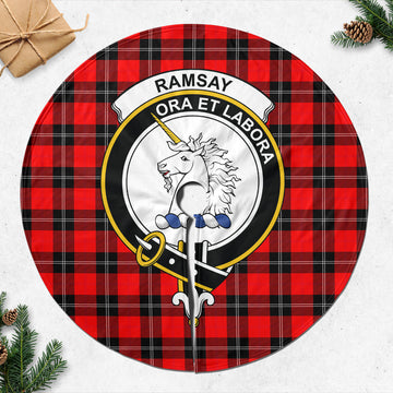 Ramsay Modern Tartan Christmas Tree Skirt with Family Crest