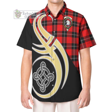 Ramsay Modern Tartan Short Sleeve Button Shirt with Family Crest and Celtic Symbol Style