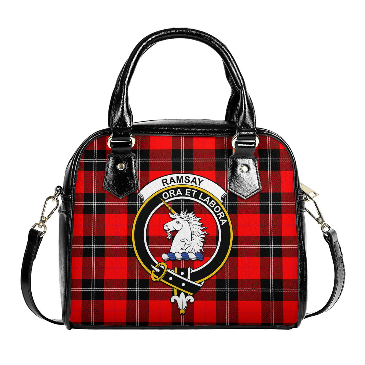 Ramsay Modern Tartan Shoulder Handbags with Family Crest One Size 6*25*22 cm - Tartanvibesclothing