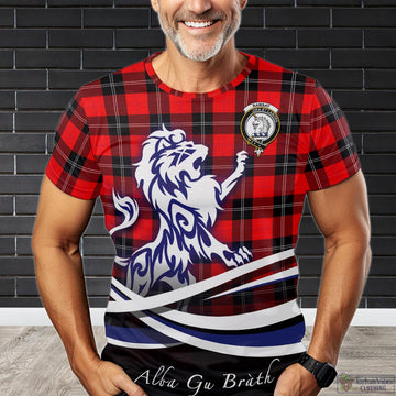 Ramsay Modern Tartan T-Shirt with Alba Gu Brath Regal Lion Emblem