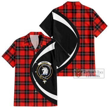 Ramsay Modern Tartan Short Sleeve Button Up with Family Crest Circle Style