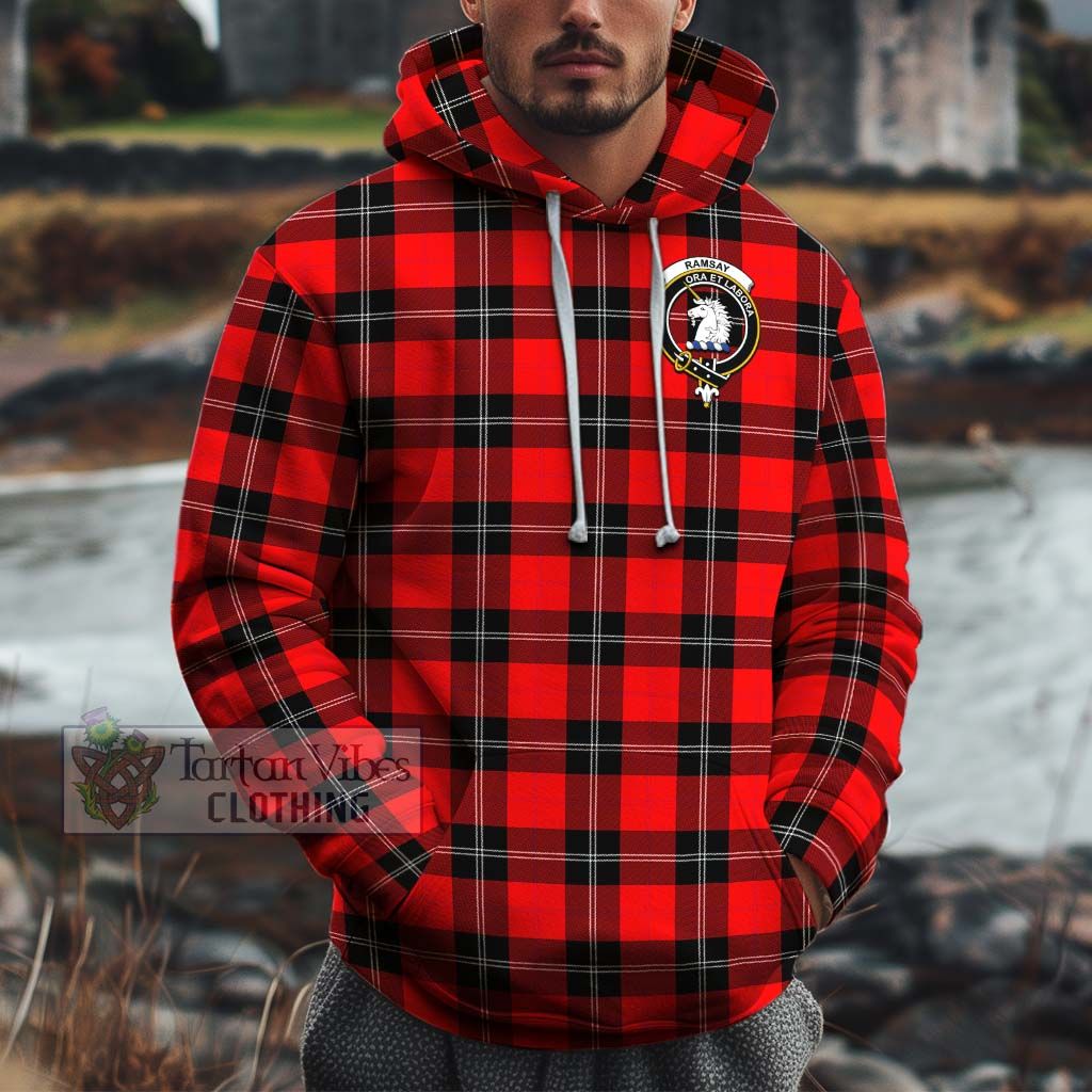 Tartan Vibes Clothing Ramsay Modern Tartan Cotton Hoodie with Family Crest