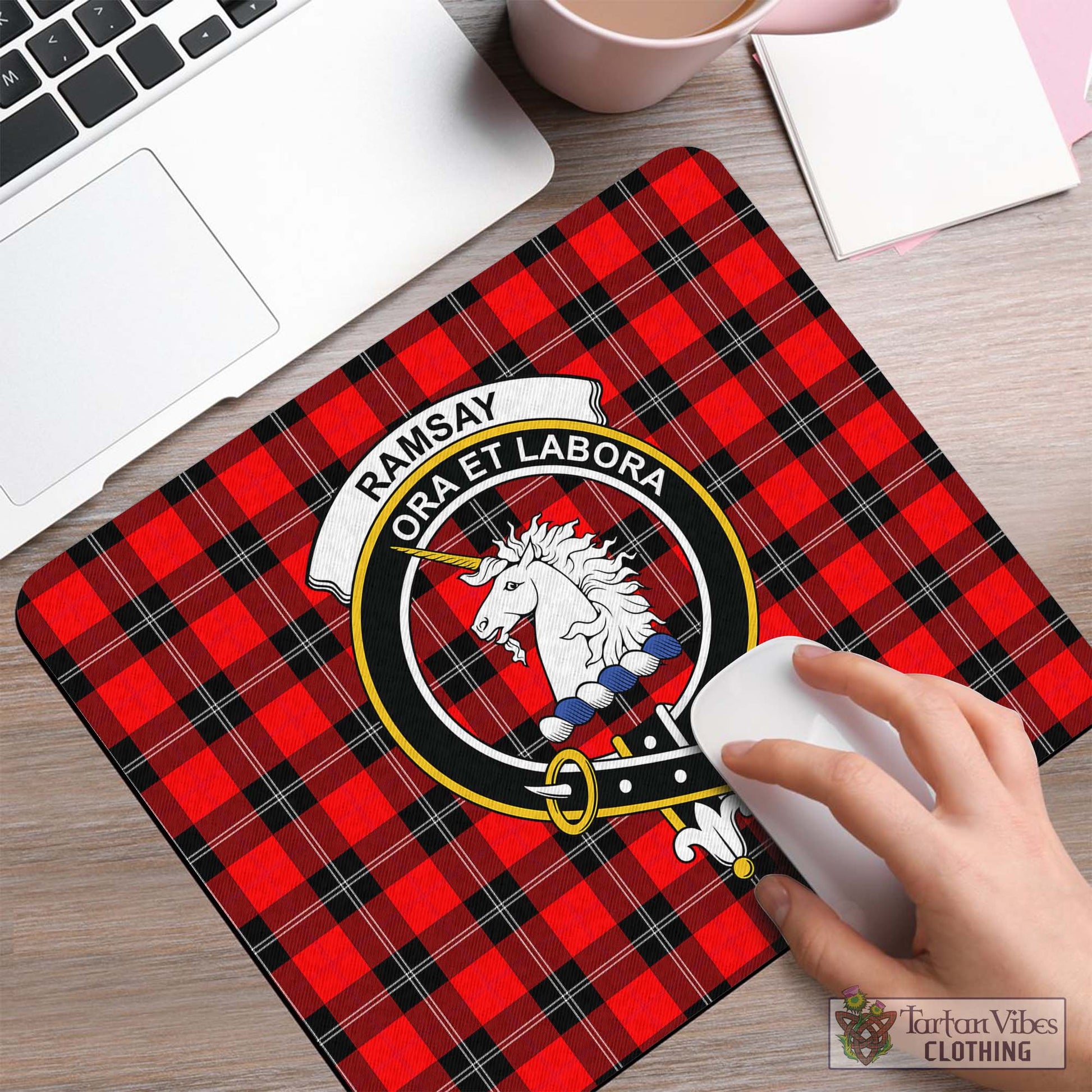 Tartan Vibes Clothing Ramsay Modern Tartan Mouse Pad with Family Crest