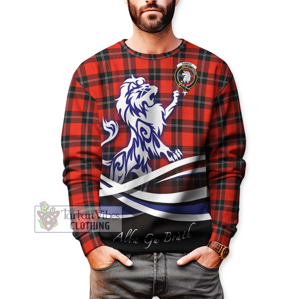 Tartan Vibes Clothing Ramsay Modern Tartan Sweatshirt with Alba Gu Brath Regal Lion Emblem