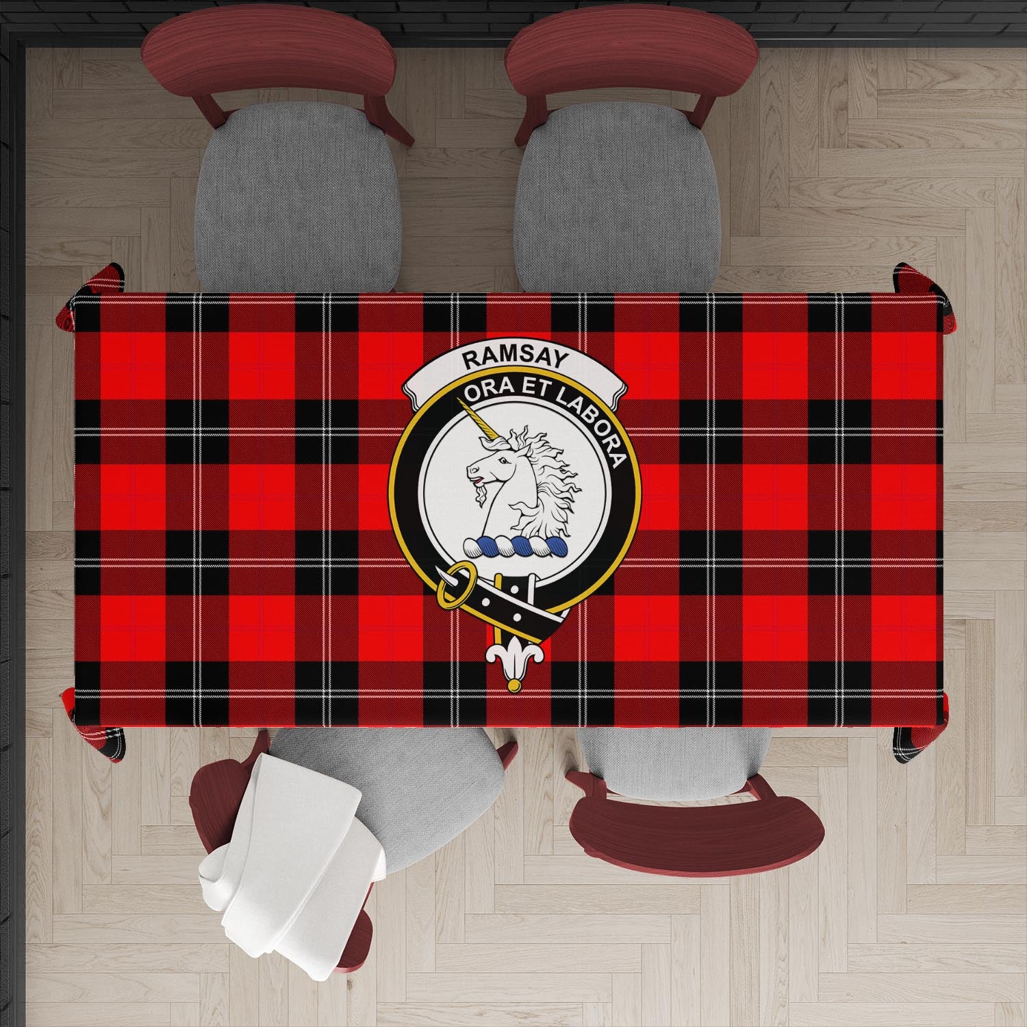 ramsay-modern-tatan-tablecloth-with-family-crest