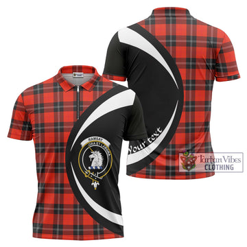 Ramsay Modern Tartan Zipper Polo Shirt with Family Crest Circle Style