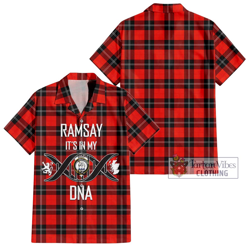 Tartan Vibes Clothing Ramsay Modern Tartan Short Sleeve Button Shirt with Family Crest DNA In Me Style