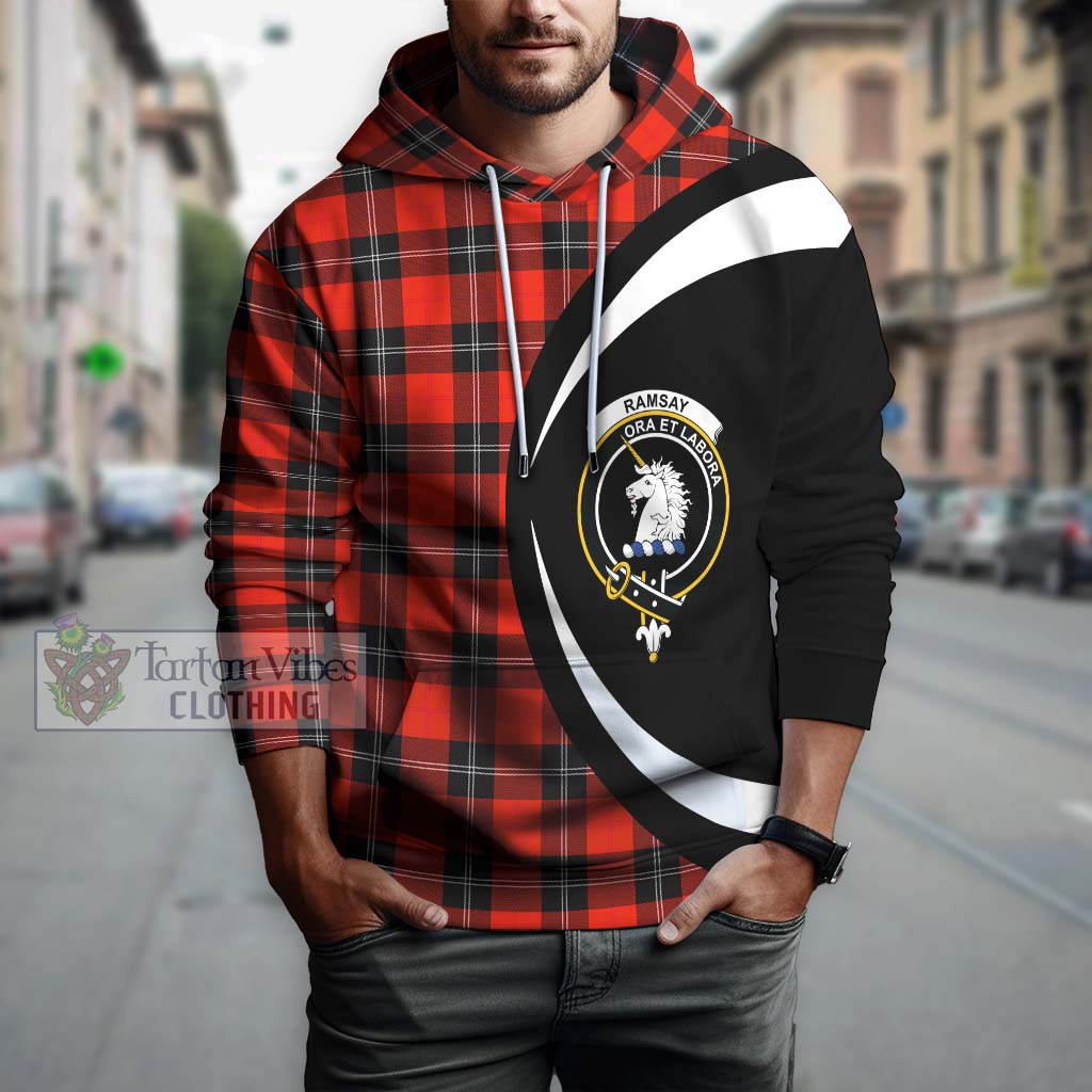 Ramsay Modern Tartan Hoodie with Family Crest Circle Style Zip Hoodie - Tartan Vibes Clothing