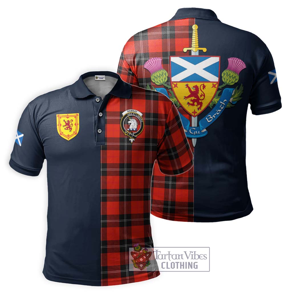 Tartan Vibes Clothing Ramsay Modern Tartan Polo Shirt with Scottish Lion Royal Arm Half Style