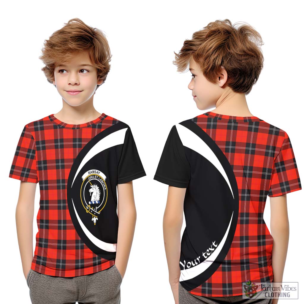 Tartan Vibes Clothing Ramsay Modern Tartan Kid T-Shirt with Family Crest Circle Style