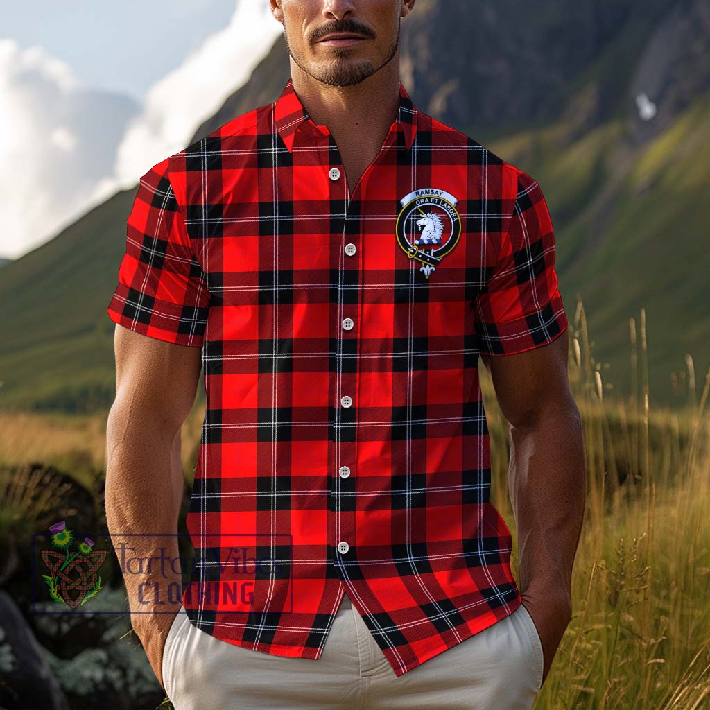 Tartan Vibes Clothing Ramsay Modern Tartan Cotton Hawaiian Shirt with Family Crest