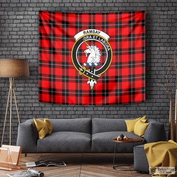 Ramsay Modern Tartan Tapestry Wall Hanging and Home Decor for Room with Family Crest