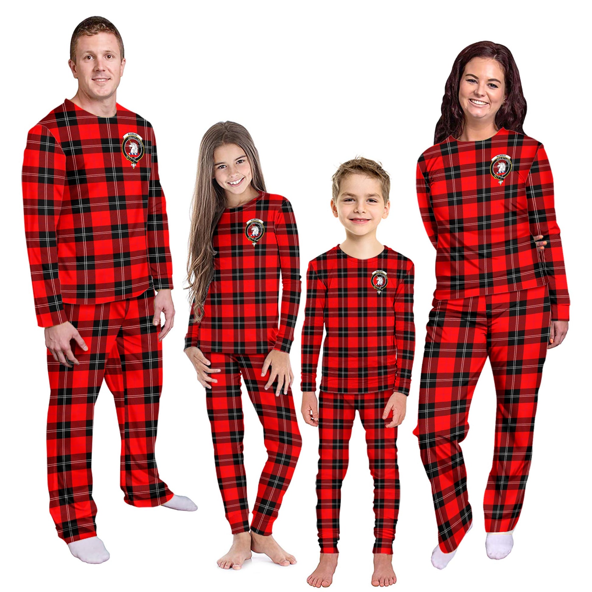 Ramsay Modern Tartan Pajamas Family Set with Family Crest - Tartanvibesclothing