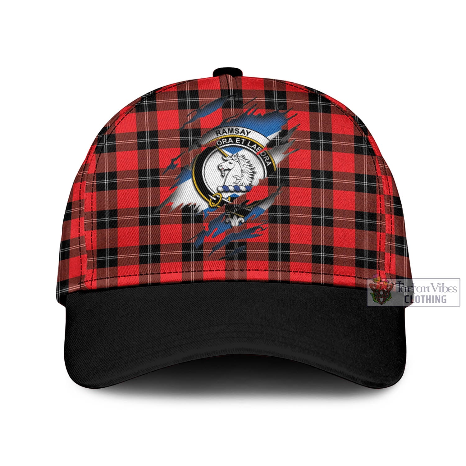 Tartan Vibes Clothing Ramsay Modern Tartan Classic Cap with Family Crest In Me Style