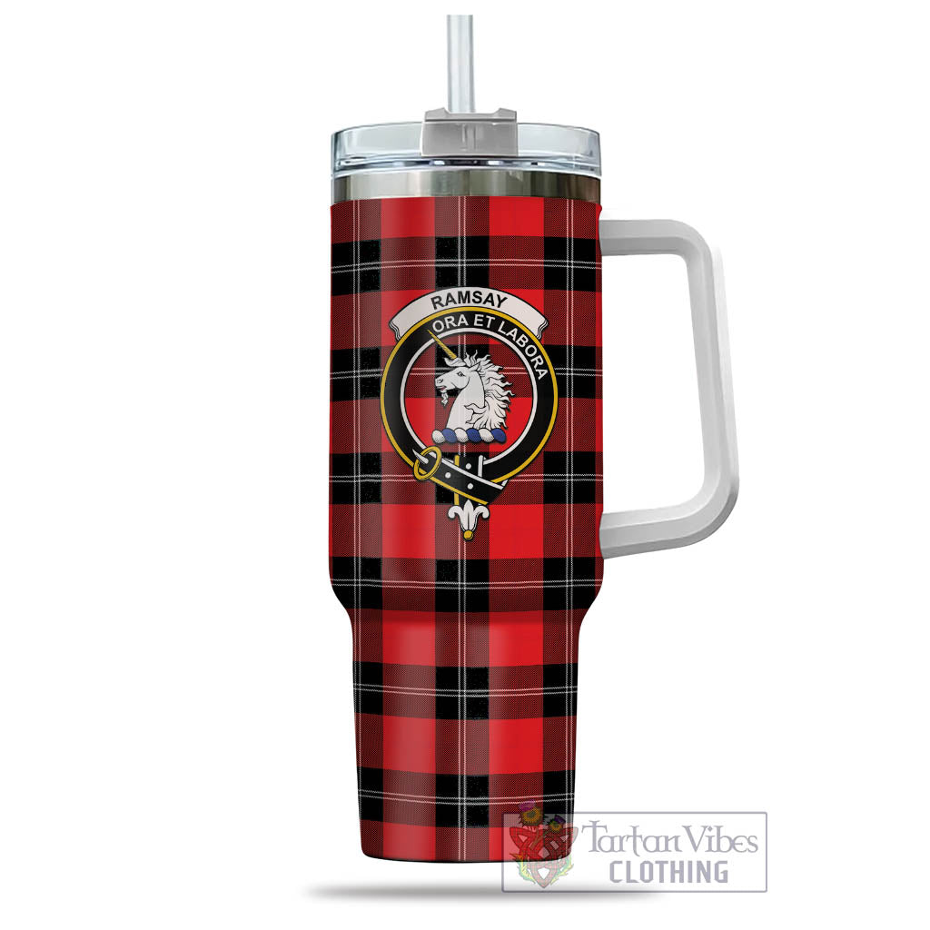 Tartan Vibes Clothing Ramsay Modern Tartan and Family Crest Tumbler with Handle