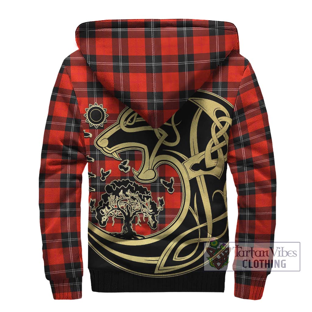 Tartan Vibes Clothing Ramsay Modern Tartan Sherpa Hoodie with Family Crest Celtic Wolf Style