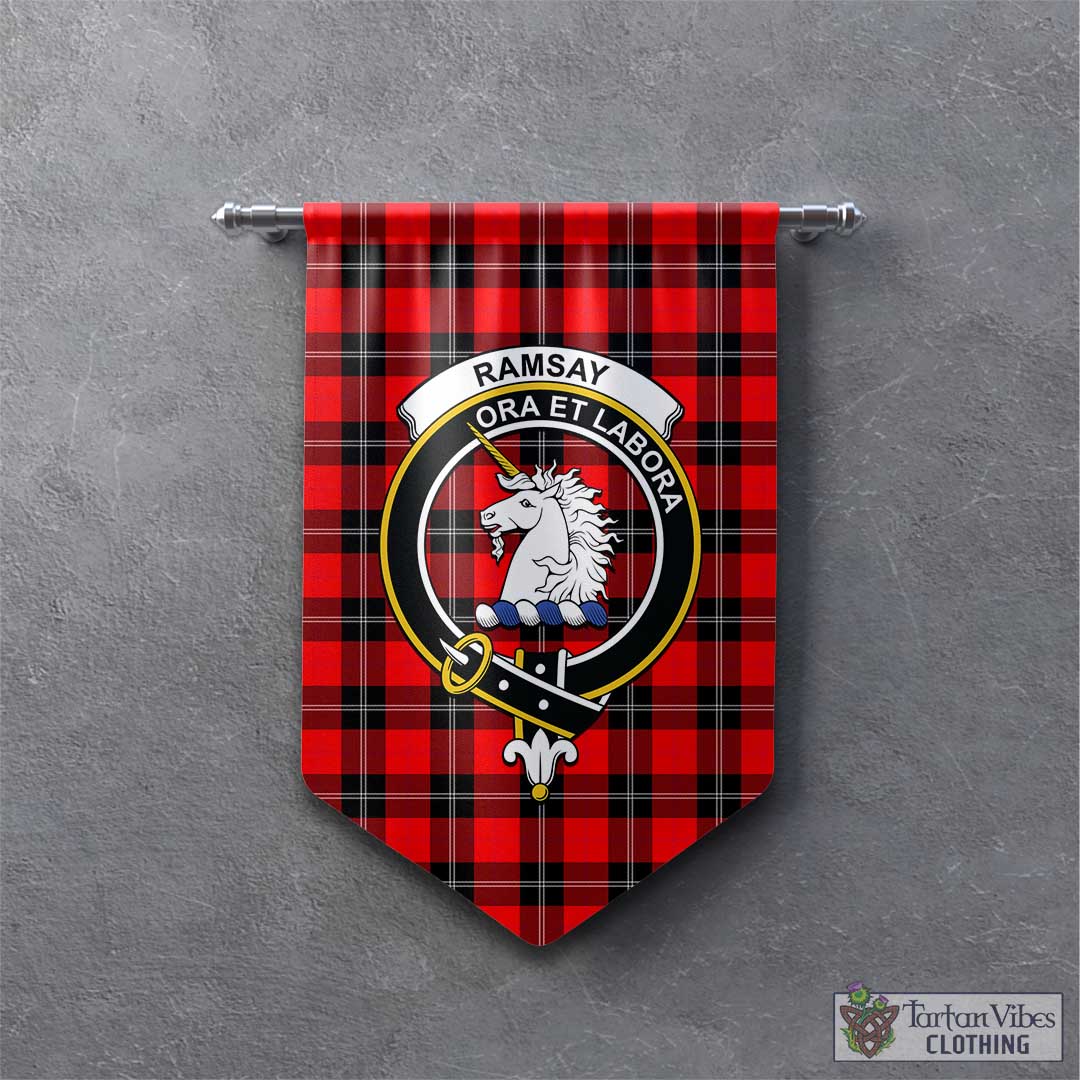 Tartan Vibes Clothing Ramsay Modern Tartan Gonfalon, Tartan Banner with Family Crest