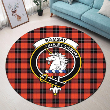 Ramsay Modern Tartan Round Rug with Family Crest