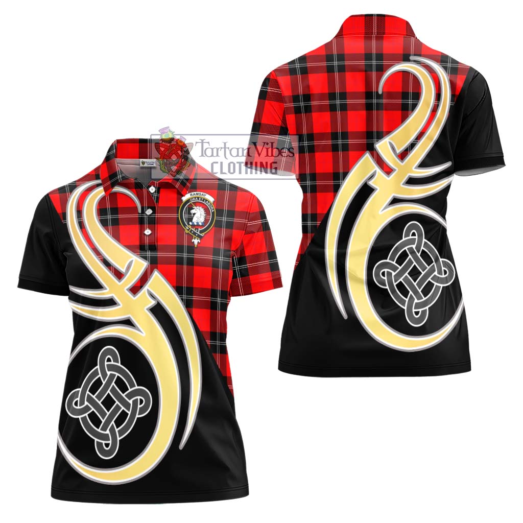 Ramsay Modern Tartan Women's Polo Shirt with Family Crest and Celtic Symbol Style - Tartan Vibes Clothing