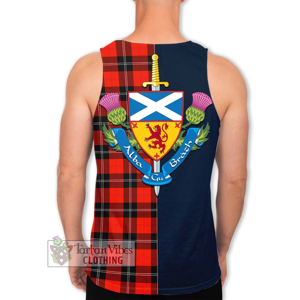 Tartan Vibes Clothing Ramsay Modern Tartan Men's Tank Top with Scottish Lion Royal Arm Half Style