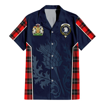 Ramsay Modern Tartan Short Sleeve Button Up Shirt with Family Crest and Scottish Thistle Vibes Sport Style