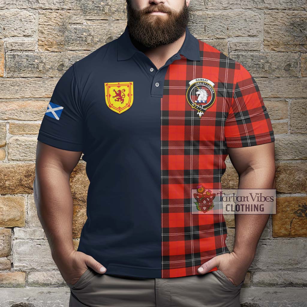 Tartan Vibes Clothing Ramsay Modern Tartan Polo Shirt with Scottish Lion Royal Arm Half Style