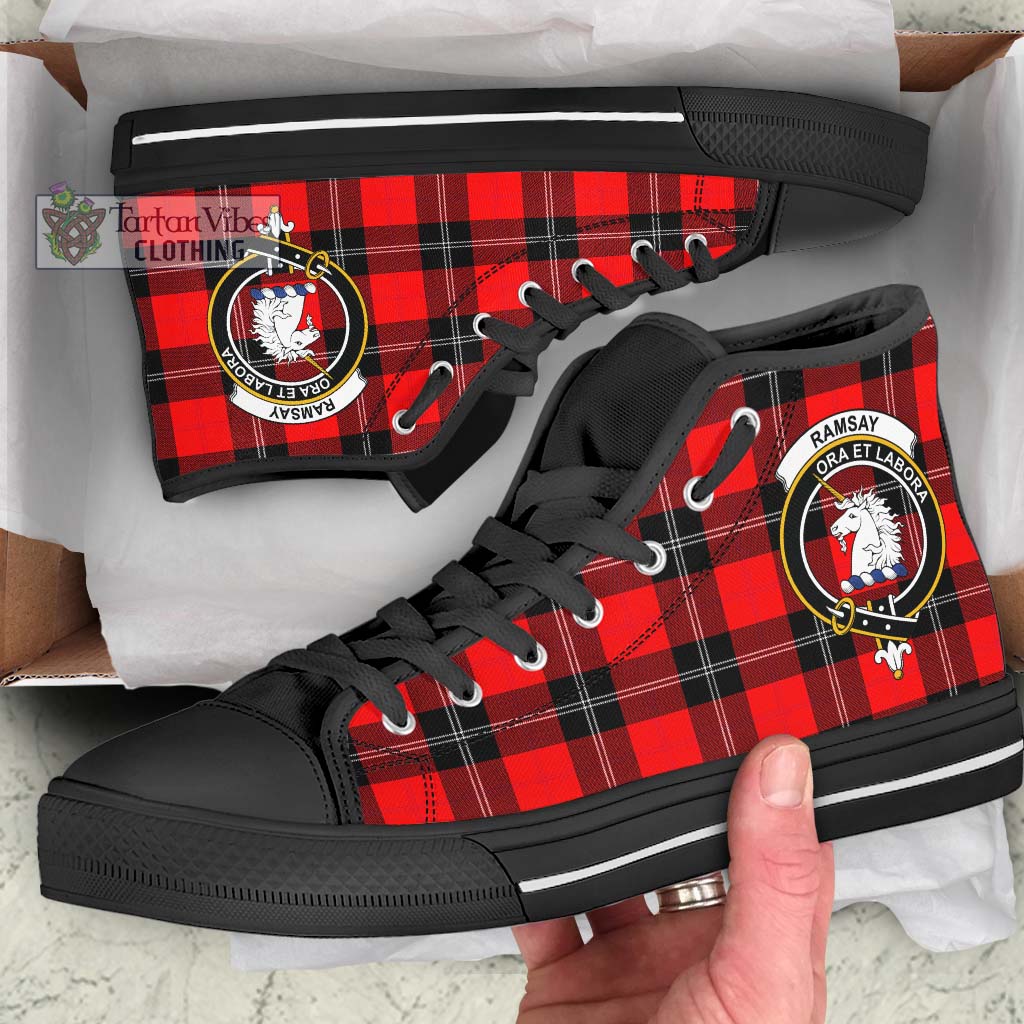 Tartan Vibes Clothing Ramsay Modern Tartan High Top Shoes with Family Crest