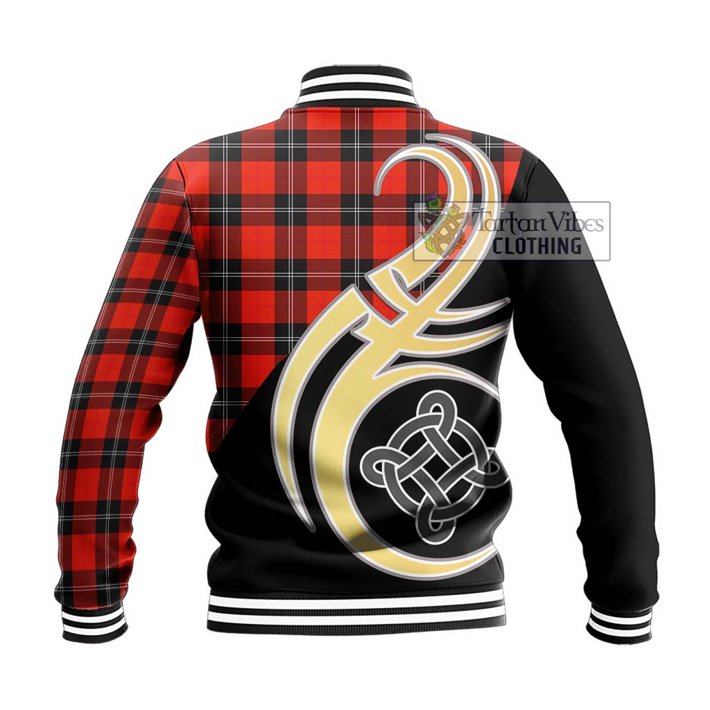 Tartan Vibes Clothing Ramsay Modern Tartan Baseball Jacket with Family Crest and Celtic Symbol Style