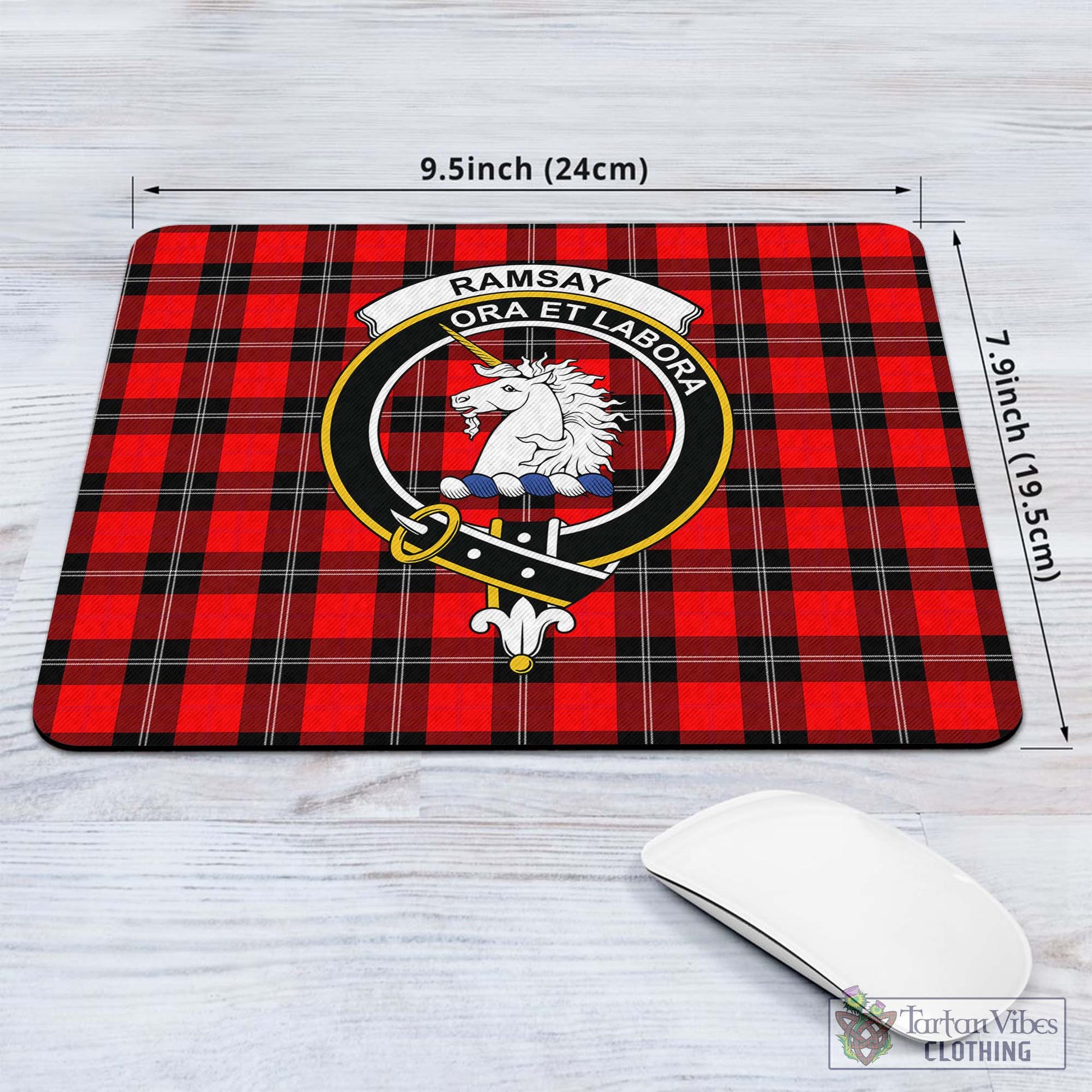 Tartan Vibes Clothing Ramsay Modern Tartan Mouse Pad with Family Crest