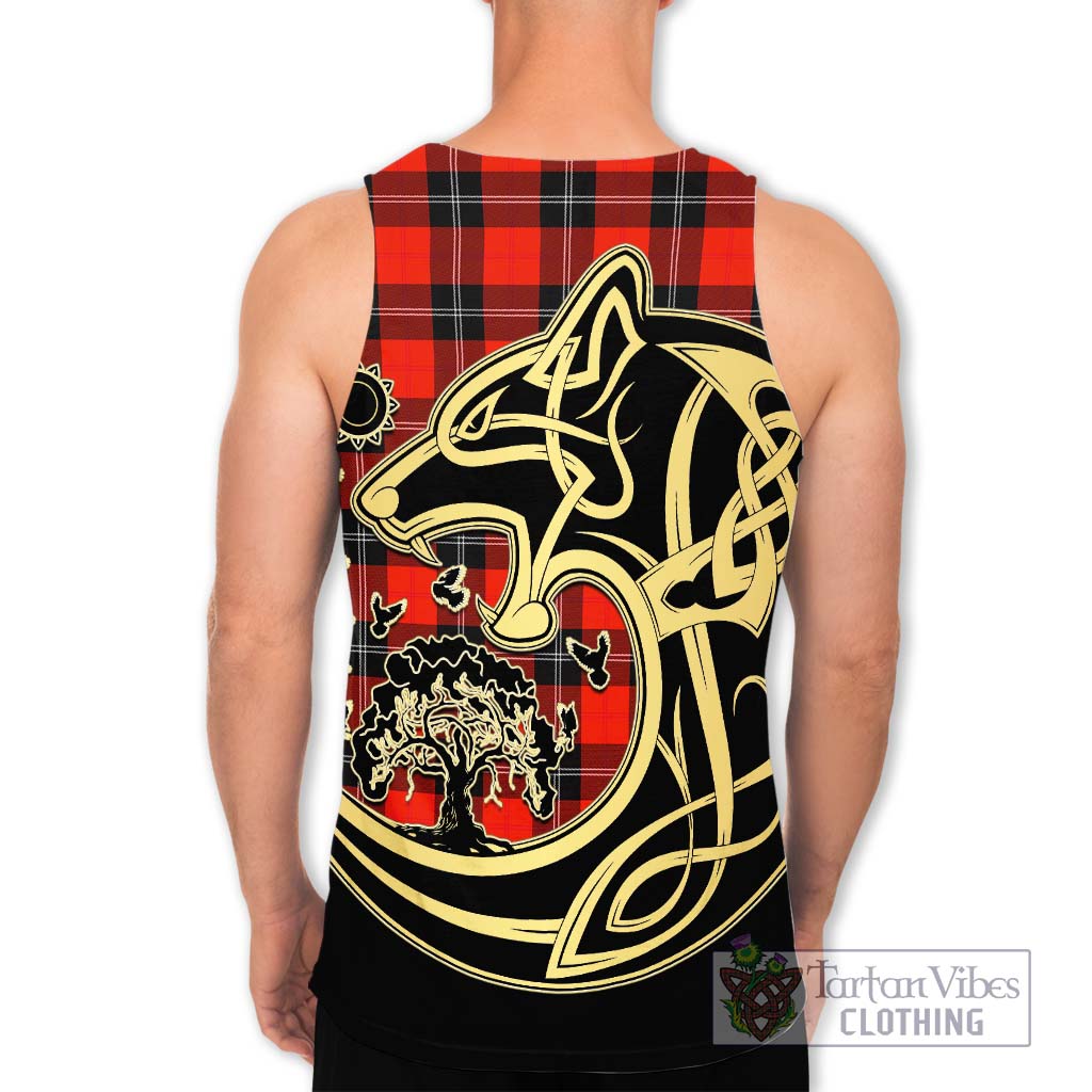 Tartan Vibes Clothing Ramsay Modern Tartan Men's Tank Top with Family Crest Celtic Wolf Style