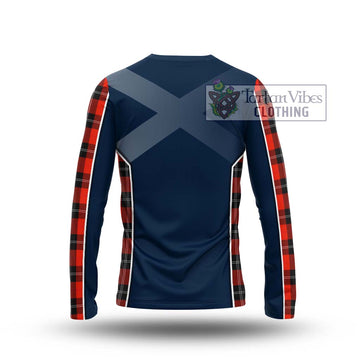 Ramsay Modern Tartan Long Sleeve T-Shirt with Family Crest and Lion Rampant Vibes Sport Style