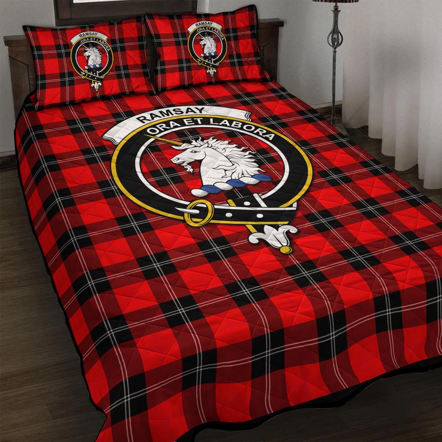 Ramsay Modern Tartan Quilt Bed Set with Family Crest - Tartan Vibes Clothing