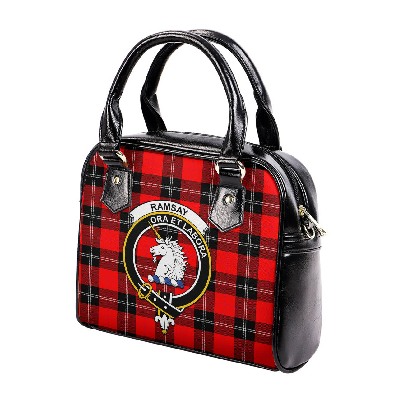 Ramsay Modern Tartan Shoulder Handbags with Family Crest - Tartanvibesclothing