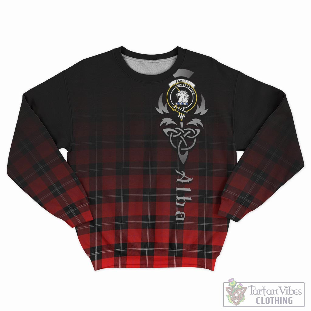 Tartan Vibes Clothing Ramsay Modern Tartan Sweatshirt Featuring Alba Gu Brath Family Crest Celtic Inspired