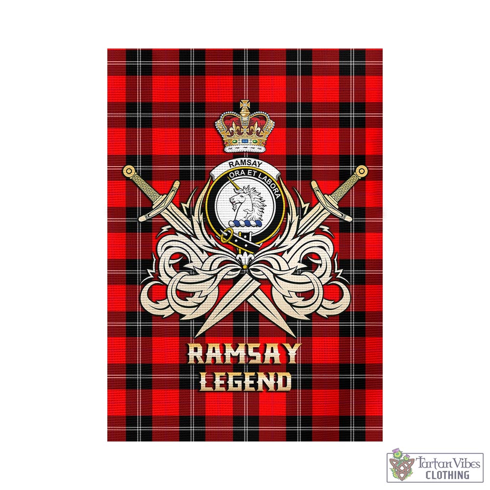 Tartan Vibes Clothing Ramsay Modern Tartan Flag with Clan Crest and the Golden Sword of Courageous Legacy