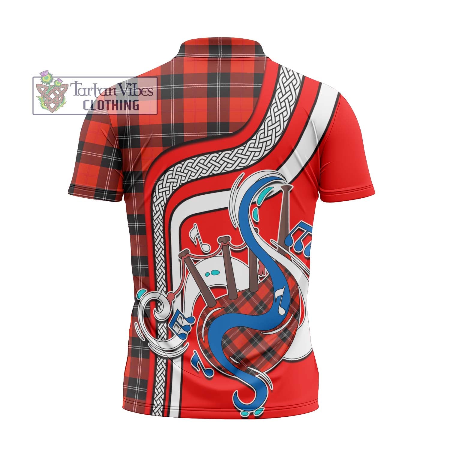 Tartan Vibes Clothing Ramsay Modern Tartan Zipper Polo Shirt with Epic Bagpipe Style