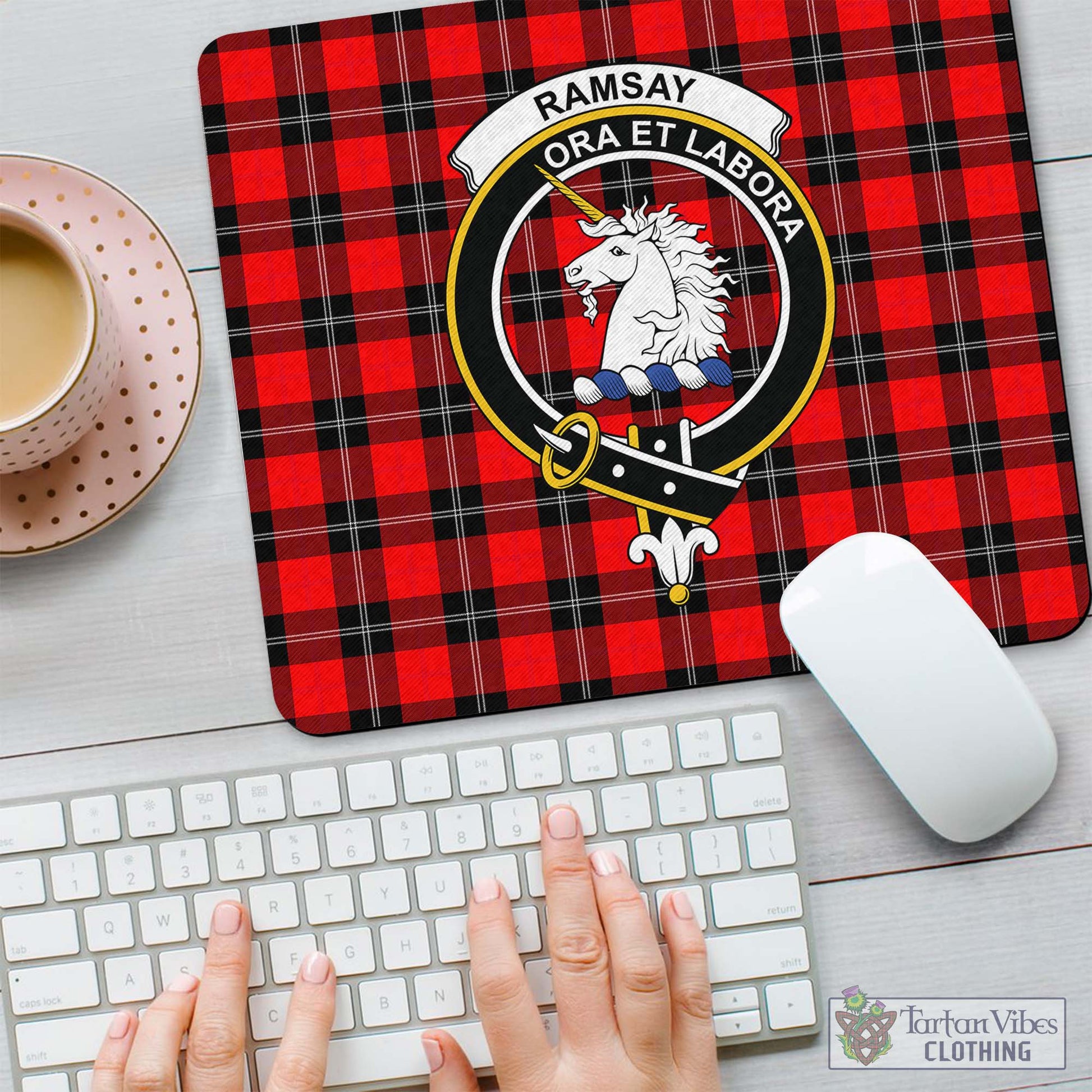 Tartan Vibes Clothing Ramsay Modern Tartan Mouse Pad with Family Crest