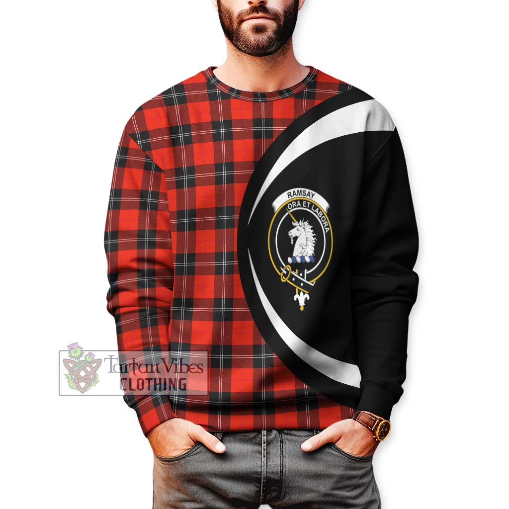 Ramsay Modern Tartan Sweatshirt with Family Crest Circle Style - Tartan Vibes Clothing