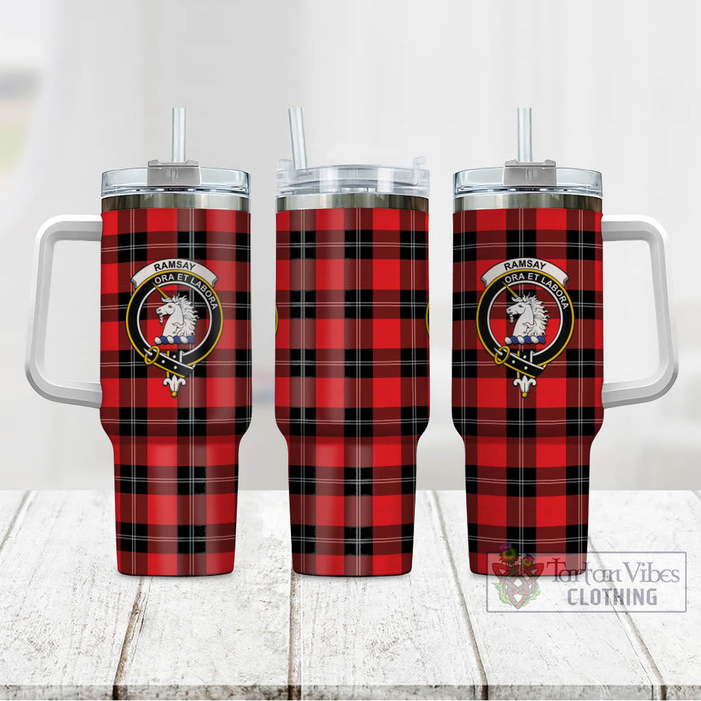 Tartan Vibes Clothing Ramsay Modern Tartan and Family Crest Tumbler with Handle