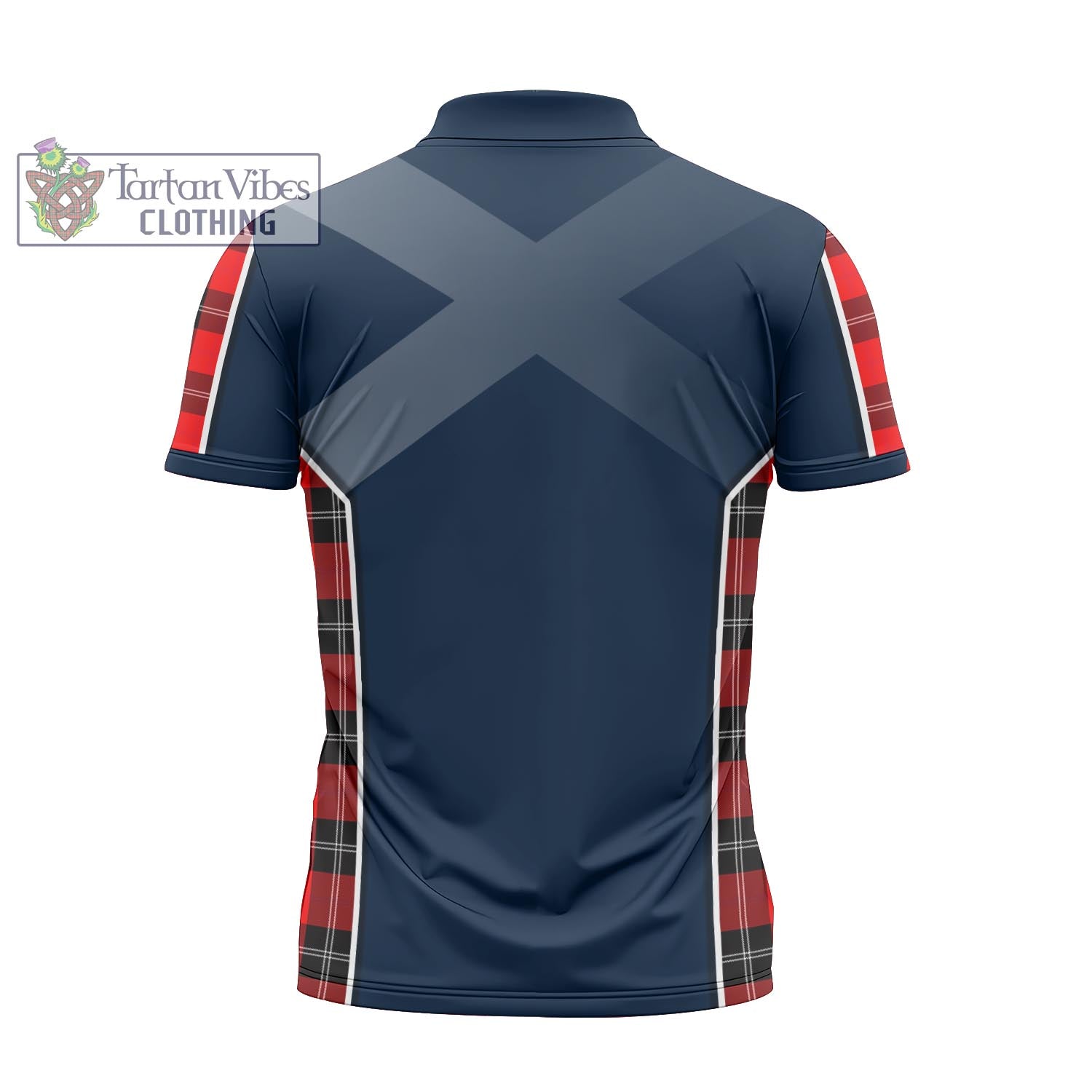 Tartan Vibes Clothing Ramsay Modern Tartan Zipper Polo Shirt with Family Crest and Scottish Thistle Vibes Sport Style