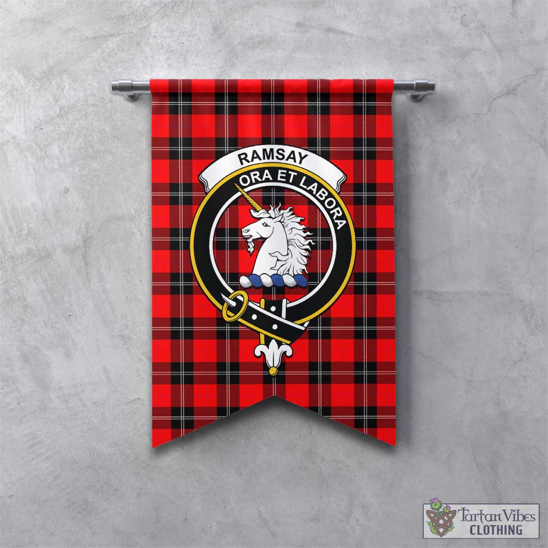 Tartan Vibes Clothing Ramsay Modern Tartan Gonfalon, Tartan Banner with Family Crest