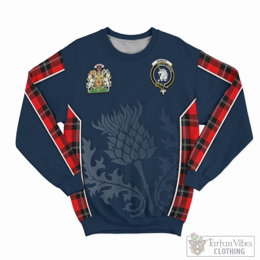 Tartan Vibes Clothing Ramsay Modern Tartan Sweatshirt with Family Crest and Scottish Thistle Vibes Sport Style