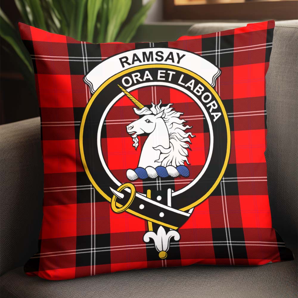 Ramsay Modern Tartan Pillow Cover with Family Crest - Tartanvibesclothing