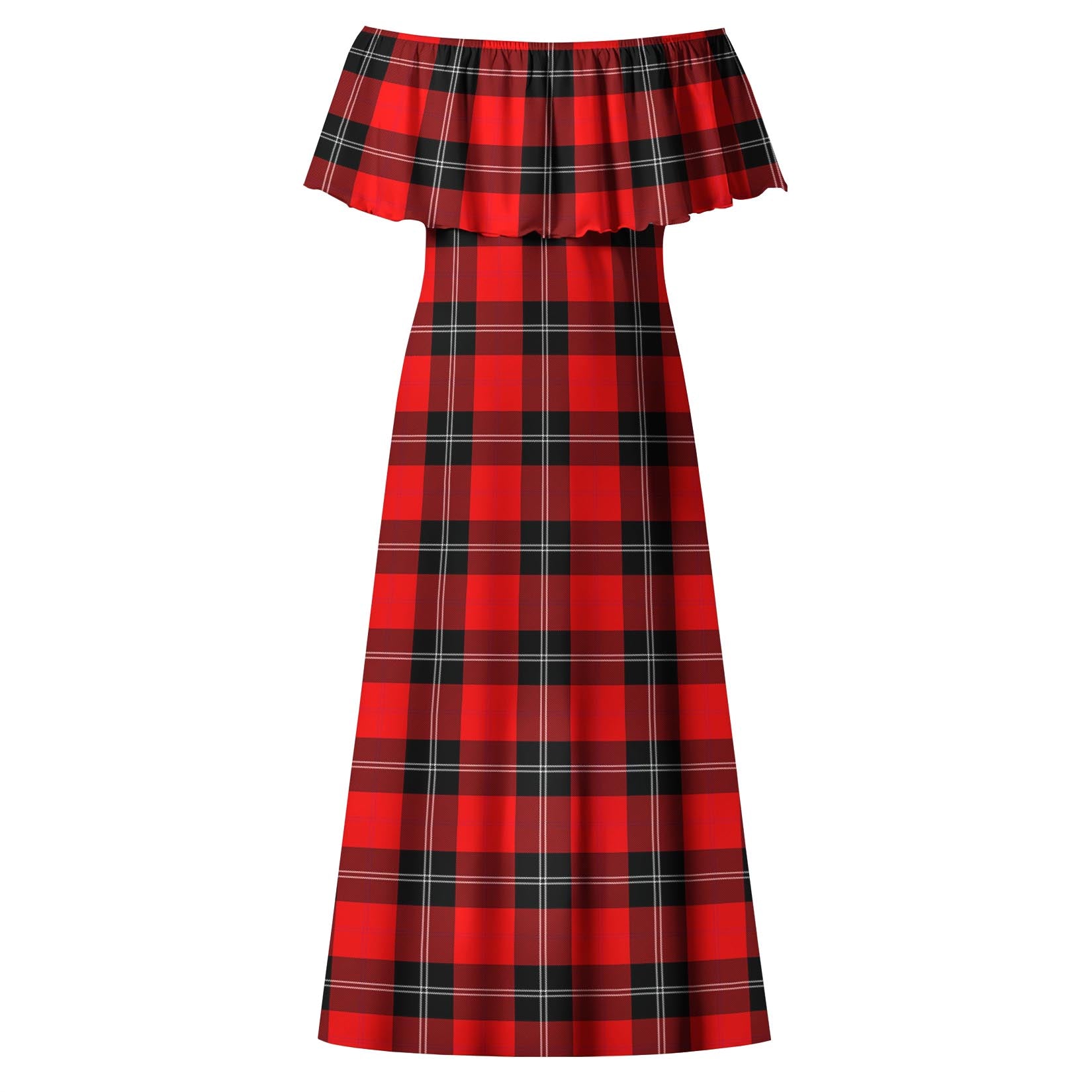 Ramsay Modern Tartan Off Shoulder Long Dress - Tartanvibesclothing