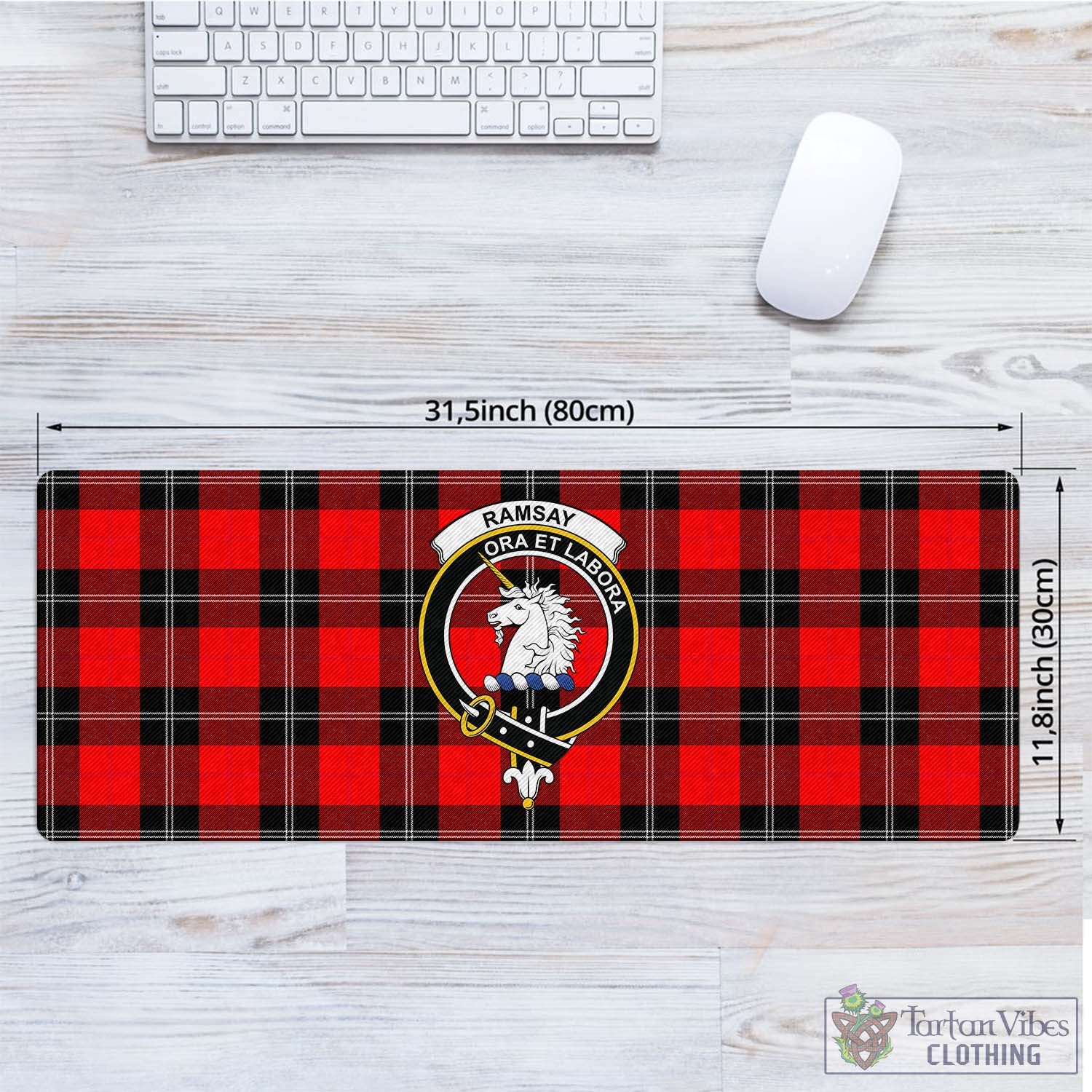 Tartan Vibes Clothing Ramsay Modern Tartan Mouse Pad with Family Crest