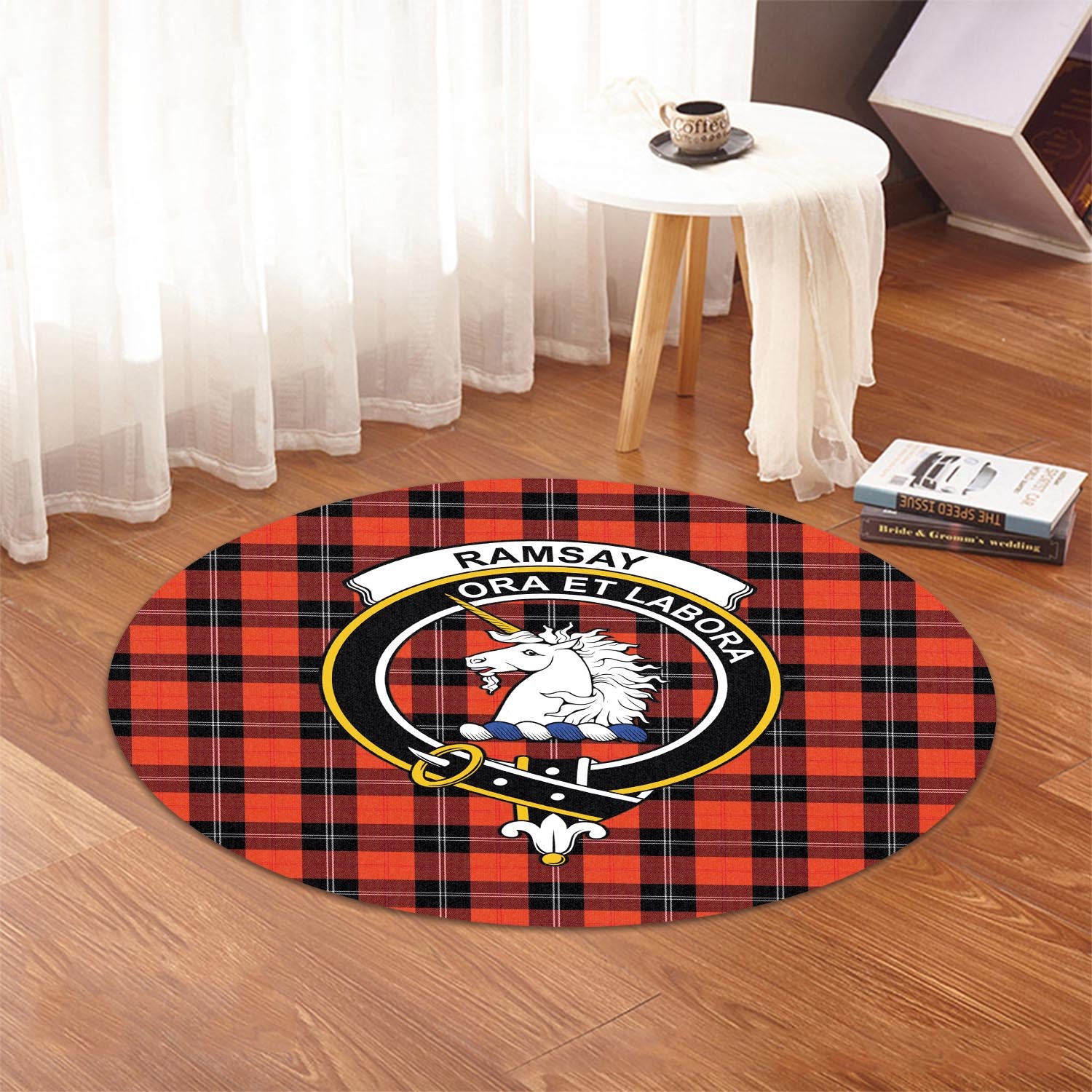 ramsay-modern-tartan-round-rug-with-family-crest