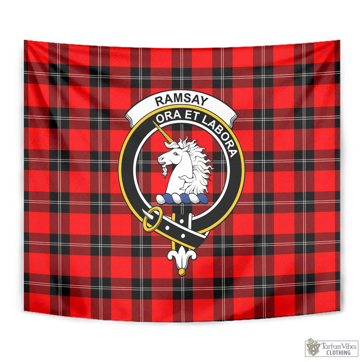 Tartan Vibes Clothing Ramsay Modern Tartan Tapestry Wall Hanging and Home Decor for Room with Family Crest