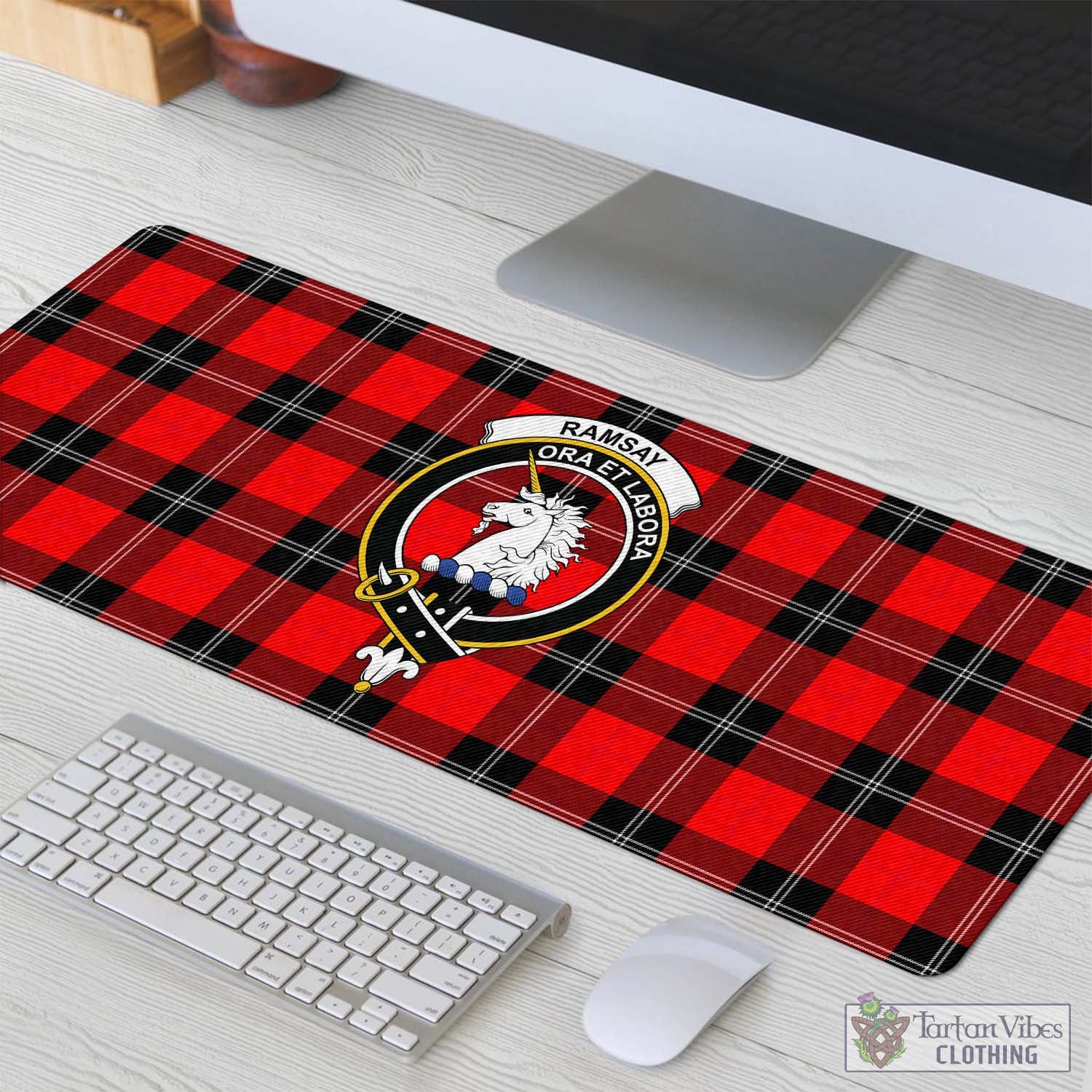 Tartan Vibes Clothing Ramsay Modern Tartan Mouse Pad with Family Crest