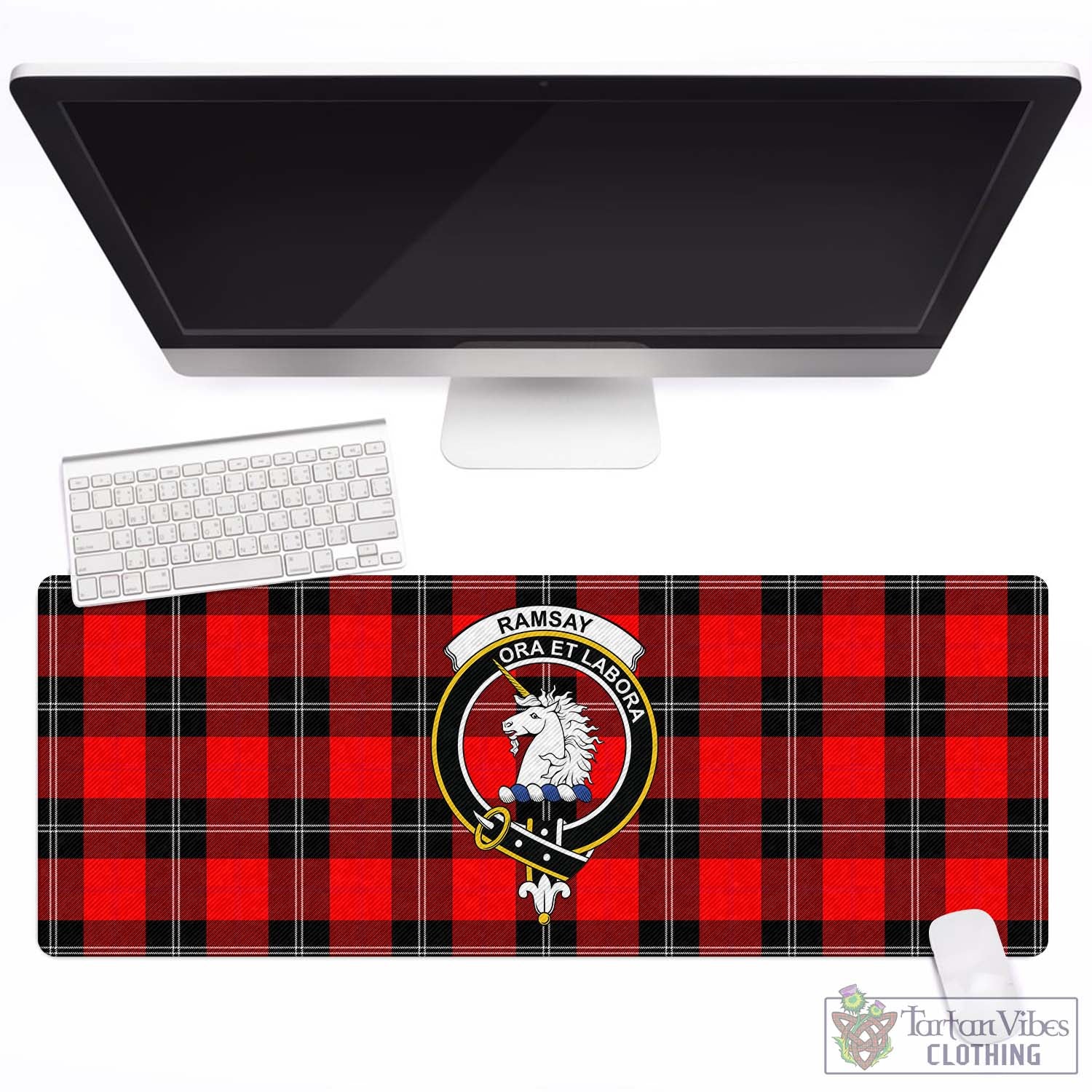 Tartan Vibes Clothing Ramsay Modern Tartan Mouse Pad with Family Crest