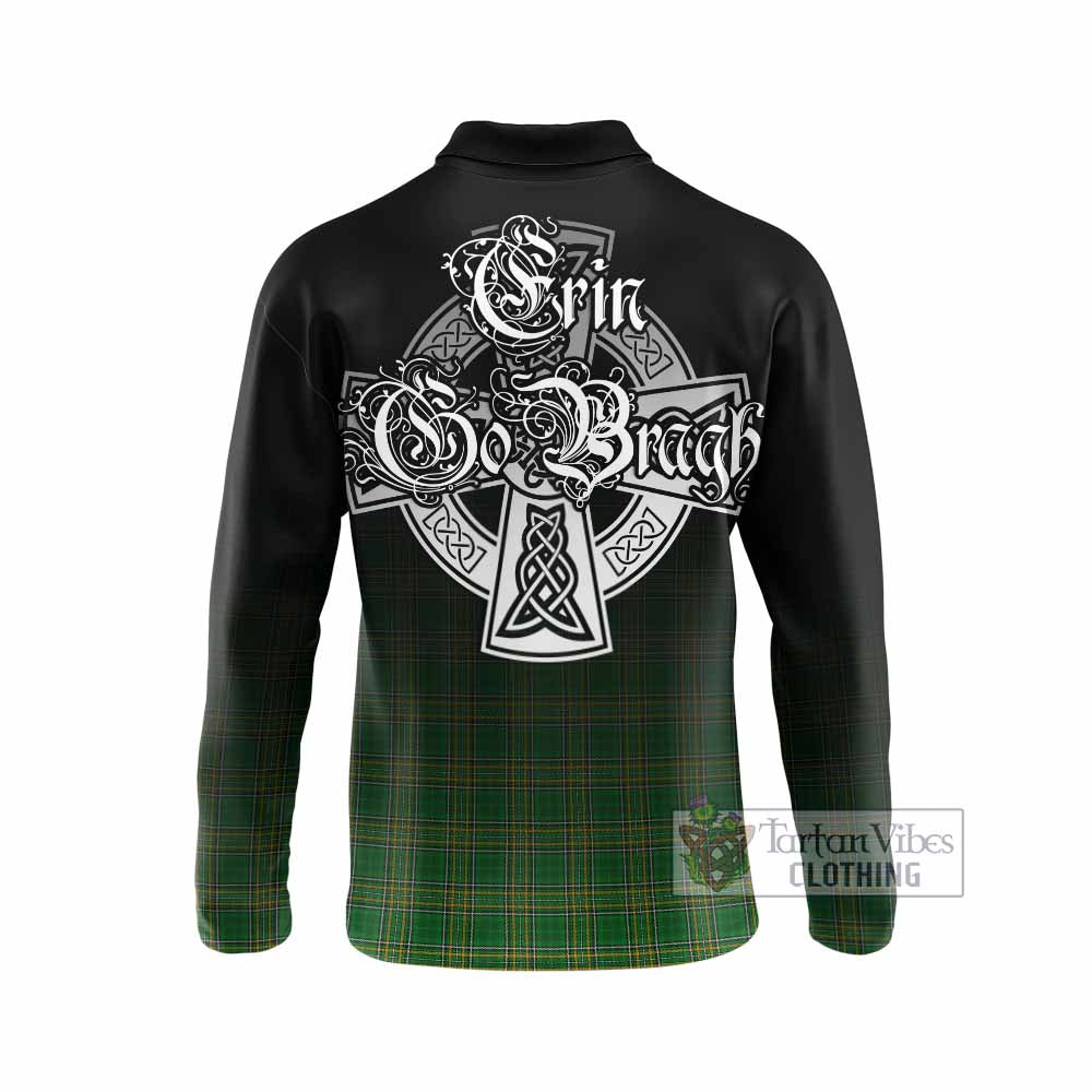 Ramsden Irish Clan Long Sleeve Polo Shirt with Coat of Arms Erin Go Bragh Celtic Inspired - Tartan Vibes Clothing